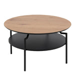 Goldington Round Coffee Table with Oak Top & Black Legs 