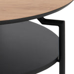Goldington Round Coffee Table with Oak Top & Black Legs 