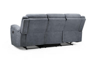 Grayson Manual Recliner Sofa - Grey 3 Seater 
