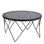Halstow Coffee Table in Black with Smoked Glass Top 