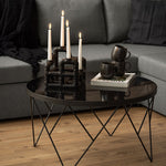 Halstow Coffee Table in Black with Smoked Glass Top 