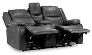 Harald Black Faux Leather 2 Seater Electric Recliner Sofa