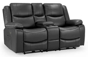 Harald Black Faux Leather 2 Seater Electric Recliner Sofa