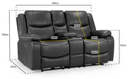 Harald Black Faux Leather 2 Seater Electric Recliner Sofa