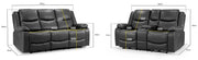 Harald Black Faux Leather 3+2 Seater Electric Recliner Sofa Set