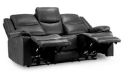 Harald Black Faux Leather 3 Seater Electric Recliner Sofa