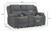 Harald Graphite Fabric 2 Seater Electric Recliner Sofa