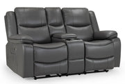 Harald Grey Faux Leather 2 Seater Electric Recliner Sofa