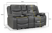 Harald Grey Faux Leather 2 Seater Electric Recliner Sofa