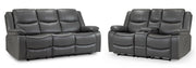 Harald Grey Faux Leather 3+2 Seater Electric Recliner Sofa Set