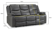 Harald Grey Faux Leather 3 Seater Electric Recliner Sofa