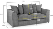 Harley Jumbo Grey 3 Seater Sofa