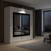 Hazel 203cm Sliding Door Wardrobe Grey Glass 