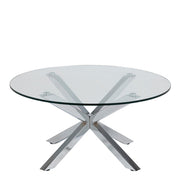 Heaven Round Coffee Table with Glass Top and Chrome Legs 