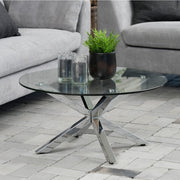 Heaven Round Coffee Table with Glass Top and Chrome Legs 