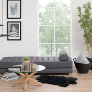 Heaven Round Coffee Table with Smoked Glass Top and Oak Legs 