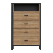 High Rock Chest of Drawers in Matt Black/Riviera Oak 