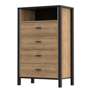 High Rock Chest of Drawers in Matt Black/Riviera Oak 
