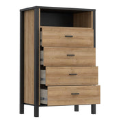 High Rock Chest of Drawers in Matt Black/Riviera Oak 
