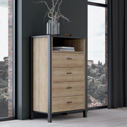 High Rock Chest of Drawers in Matt Black/Riviera Oak 