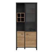 High Rock Display Cabinet in Matt Black/Riviera Oak 
