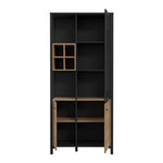 High Rock Display Cabinet in Matt Black/Riviera Oak 