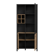 High Rock Display Cabinet in Matt Black/Riviera Oak 