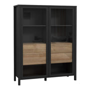 High Rock Extra Wide Display Cabinet in Matt Black/Riviera Oak 