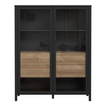 High Rock Extra Wide Display Cabinet in Matt Black/Riviera Oak 