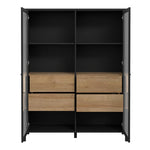 High Rock Extra Wide Display Cabinet in Matt Black/Riviera Oak 