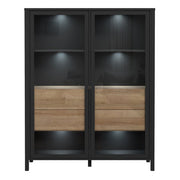 High Rock Extra Wide Display Cabinet in Matt Black/Riviera Oak 