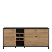 High Rock (Large) Sideboard in Matt Black/Riviera Oak 