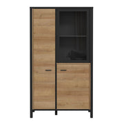High Rock Small Display Cabinet in Matt Black/Riviera Oak 