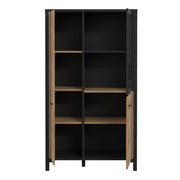 High Rock Small Display Cabinet in Matt Black/Riviera Oak 