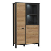 High Rock Small Display Cabinet in Matt Black/Riviera Oak 