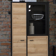 High Rock Small Display Cabinet in Matt Black/Riviera Oak 