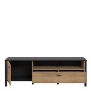 High Rock TV Unit in Matt Black/Riviera Oak 
