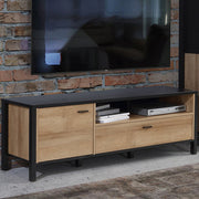 High Rock TV Unit in Matt Black/Riviera Oak 