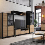 High Rock Wall Shelf in Matt Black/Riviera Oak 