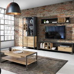 High Rock Wall Shelf in Matt Black/Riviera Oak 
