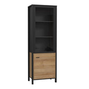 High Rock Wide Display Cabinet in Matt Black/Riviera Oak 