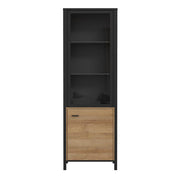 High Rock Wide Display Cabinet in Matt Black/Riviera Oak 
