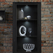 High Rock Wide Display Cabinet in Matt Black/Riviera Oak 