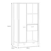 High Rock Wide Shelf Unit in Matt Black/Riviera Oak 