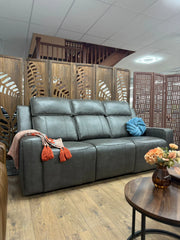 Barcelona Genuine Leather Sofa |  Electric Recliner | Grey 3+2 Set | 219 x 194 CM