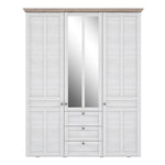 Iloppa 3 Door Wardrobe in Snowy Oak/Oak Nelson 