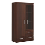 Imperial 2 Door 3 Drawer Glazed Display Cabinet in Dark Mahogany Melamine 
