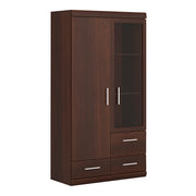 Imperial 2 Door 3 Drawer Glazed Display Cabinet in Dark Mahogany Melamine 