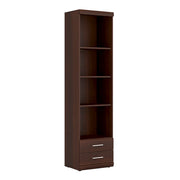 Imperial Tall 2 Drawer Narrow Cabinet with Open Shelving in Dark Mahogany Melamine 