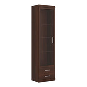 Imperial Tall Glazed 1 Door 2 Drawer Narrow Cabinet in Dark Mahogany Melamine 